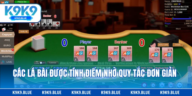 Các lá bài được tính điểm nhờ quy tắc đơn giản