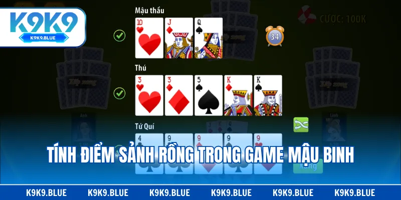 Tính điểm sảnh rồng trong game mậu binh